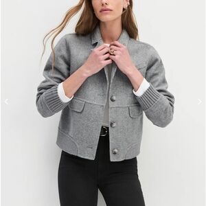 New Favorite Daughter Gray Button-Up New City Bomber